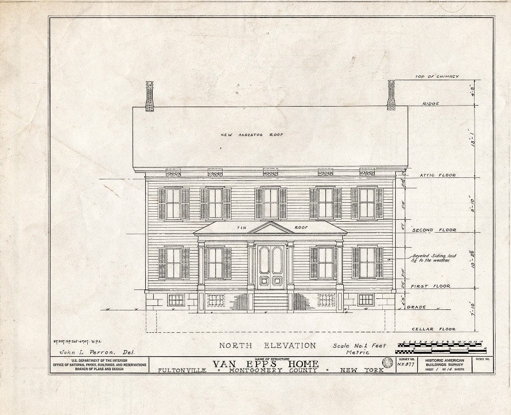 Blueprint HABS NY,29-FULT,1- (Sheet 1 of 14) - Van EPPS House, Franklin Street, Fultonville, Montgomery County, NY