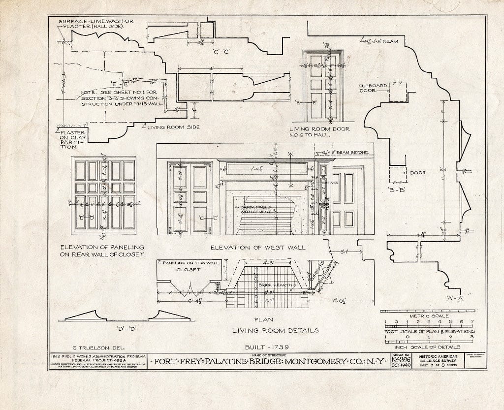 Blueprint HABS NY,29-PALBR,2- (Sheet 7 of 9) - Fort Henrick Frey, State Route 5 Vicinity (Grand Street), Palatine Bridge, Montgomery County, NY