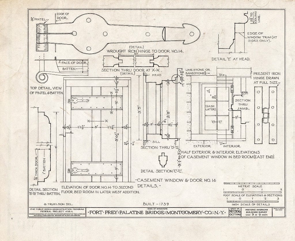 Blueprint HABS NY,29-PALBR,2- (Sheet 9 of 9) - Fort Henrick Frey, State Route 5 Vicinity (Grand Street), Palatine Bridge, Montgomery County, NY