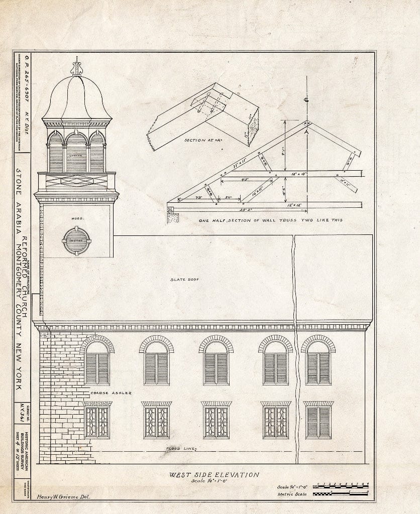 Blueprint HABS NY,29-STONAR,1- (Sheet 4 of 15) - Dutch Reformed Church, State Route 10, Stone Arabia, Montgomery County, NY