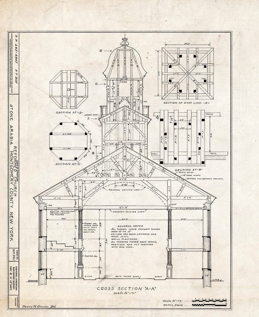 Blueprint HABS NY,29-STONAR,1- (Sheet 8 of 15) - Dutch Reformed Church, State Route 10, Stone Arabia, Montgomery County, NY