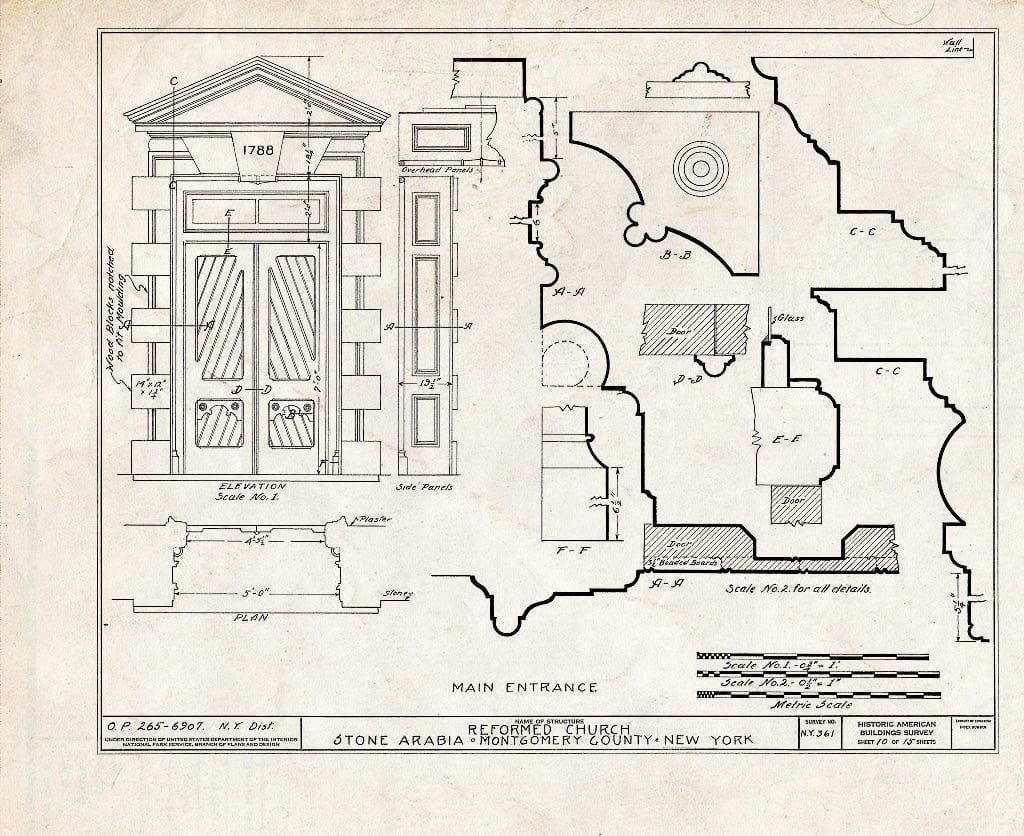 Blueprint HABS NY,29-STONAR,1- (Sheet 10 of 15) - Dutch Reformed Church, State Route 10, Stone Arabia, Montgomery County, NY