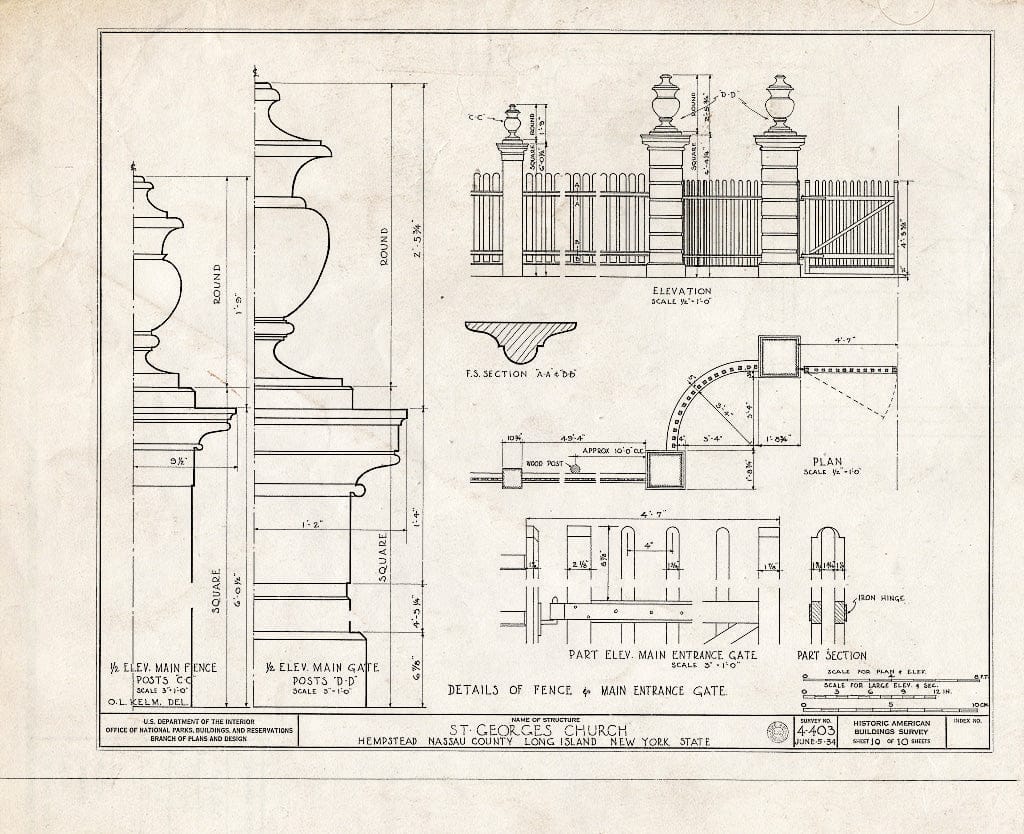 Blueprint HABS NY,30-Hemp,1- (Sheet 10 of 10) - St. George's Church, Front Street, Hempstead, Nassau County, NY