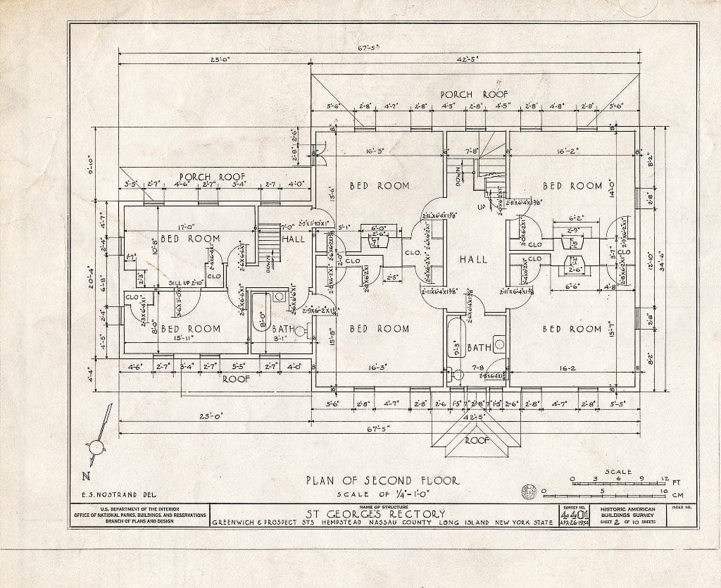Blueprint HABS NY,30-Hemp,2- (Sheet 2 of 10) - St. George's Rectory, Prospect & Greenwich Streets, Hempstead, Nassau County, NY
