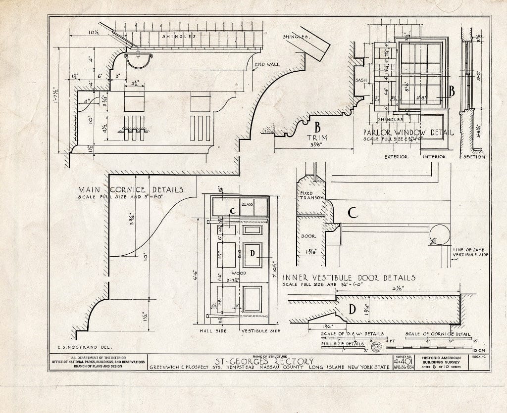 Blueprint HABS NY,30-Hemp,2- (Sheet 8 of 10) - St. George's Rectory, Prospect & Greenwich Streets, Hempstead, Nassau County, NY