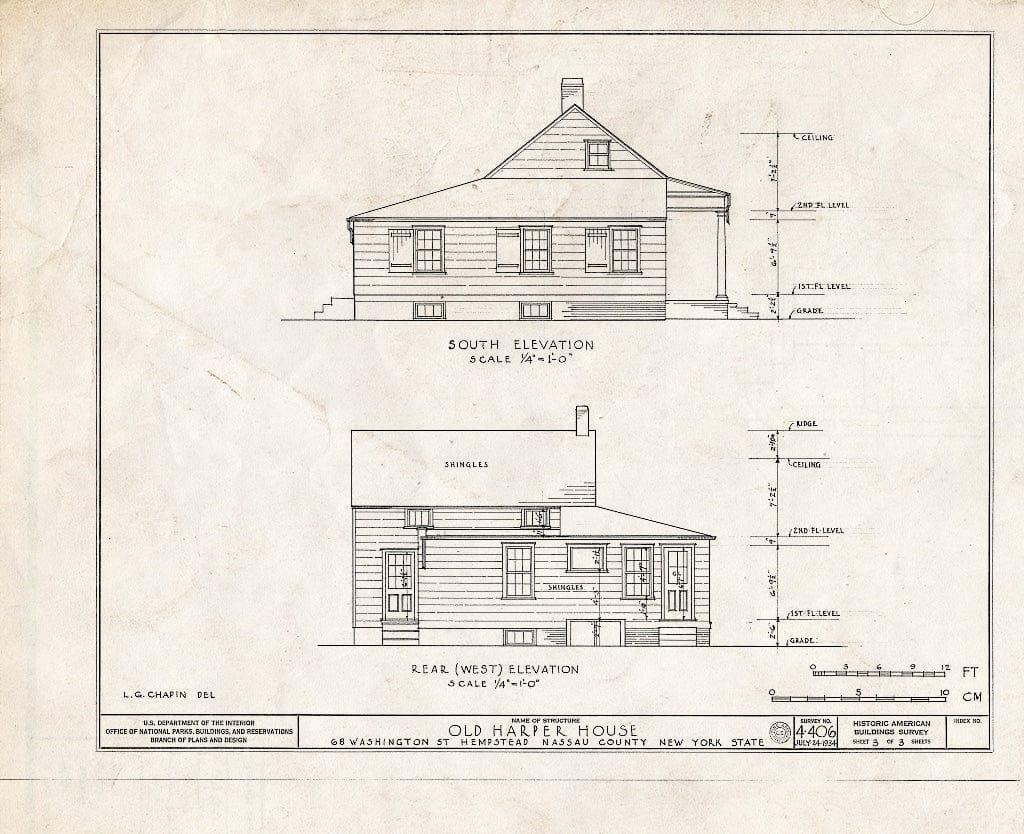 Blueprint HABS NY,30-Hemp,3- (Sheet 3 of 3) - Old Harper House, 68 Washington Street, Hempstead, Nassau County, NY