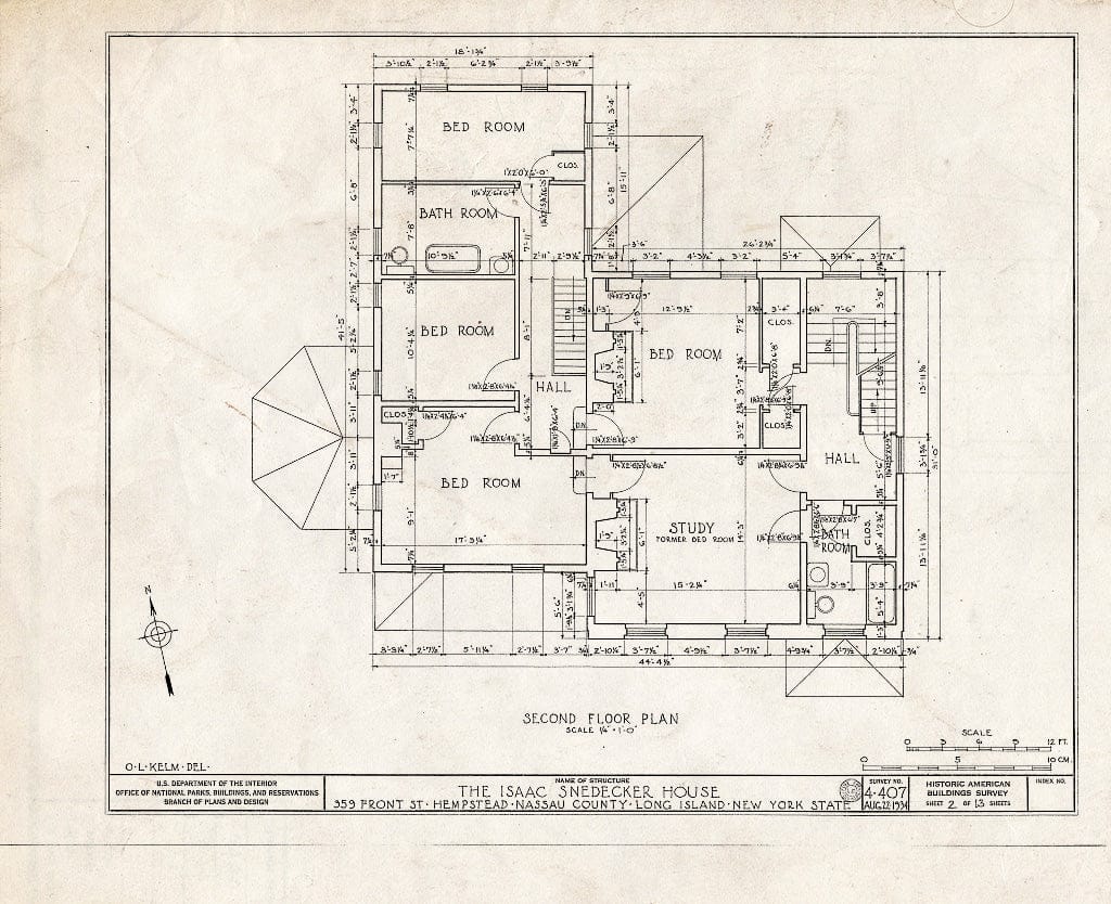 Blueprint HABS NY,30-Hemp,4- (Sheet 2 of 13) - Isaac Snedecker House, 359 Front Street, Hempstead, Nassau County, NY