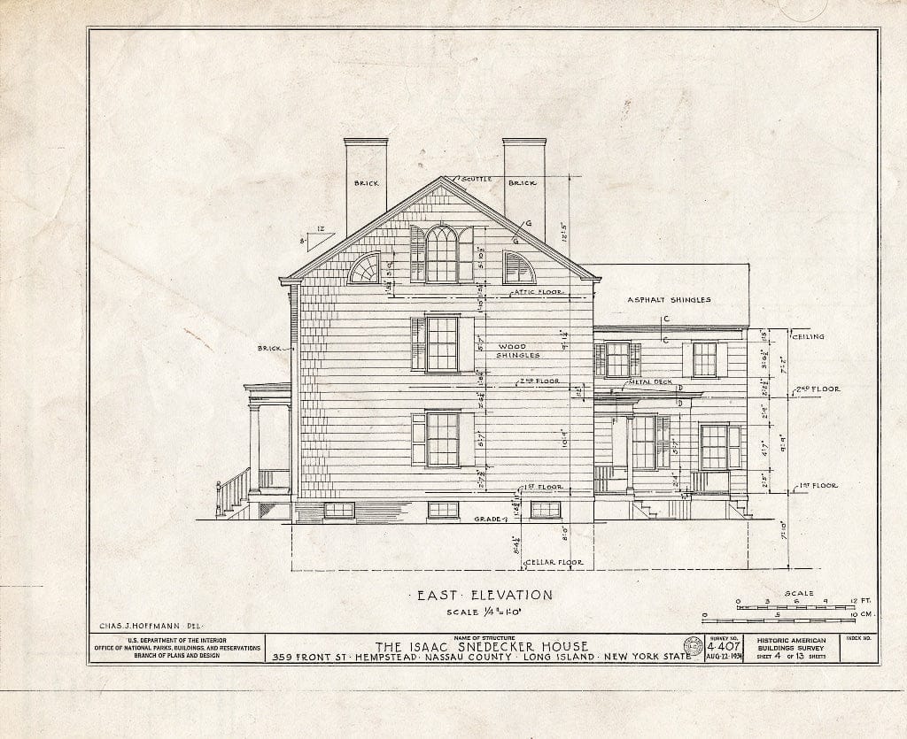 Blueprint HABS NY,30-Hemp,4- (Sheet 4 of 13) - Isaac Snedecker House, 359 Front Street, Hempstead, Nassau County, NY