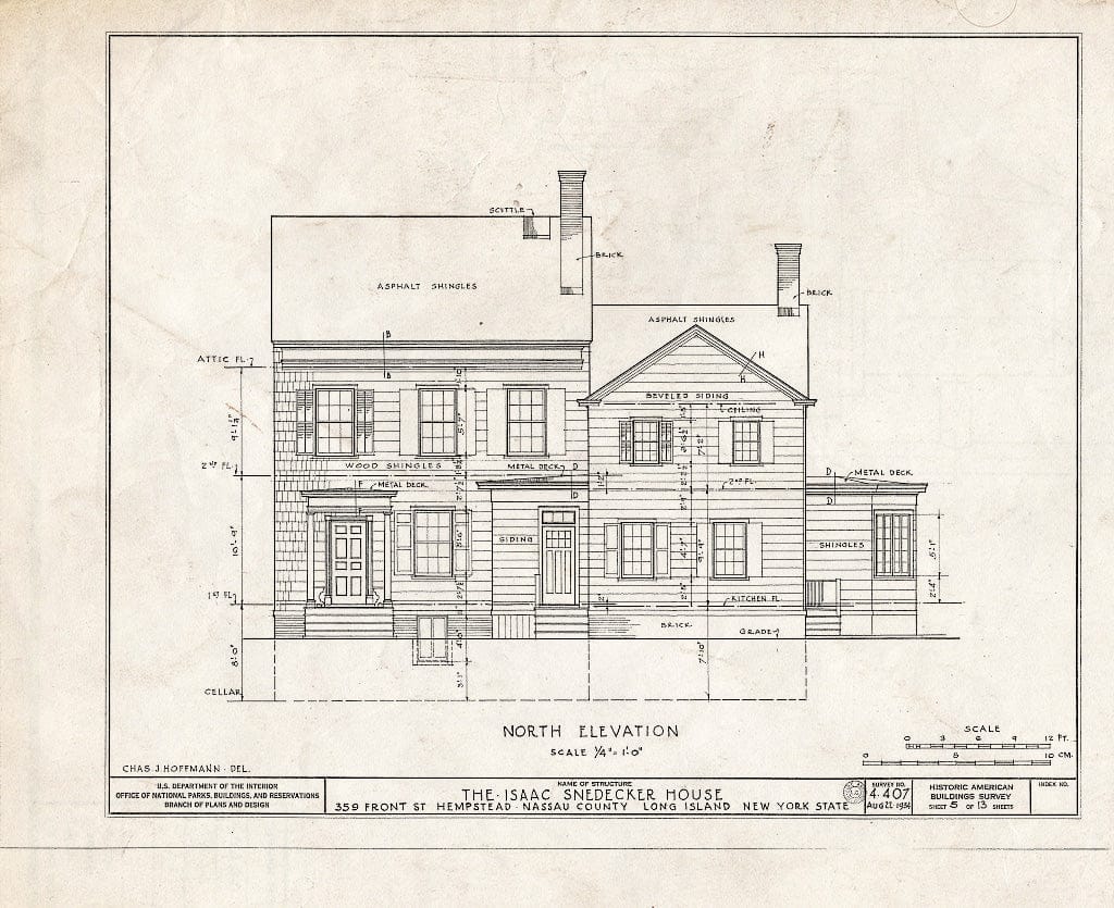 Blueprint HABS NY,30-Hemp,4- (Sheet 5 of 13) - Isaac Snedecker House, 359 Front Street, Hempstead, Nassau County, NY