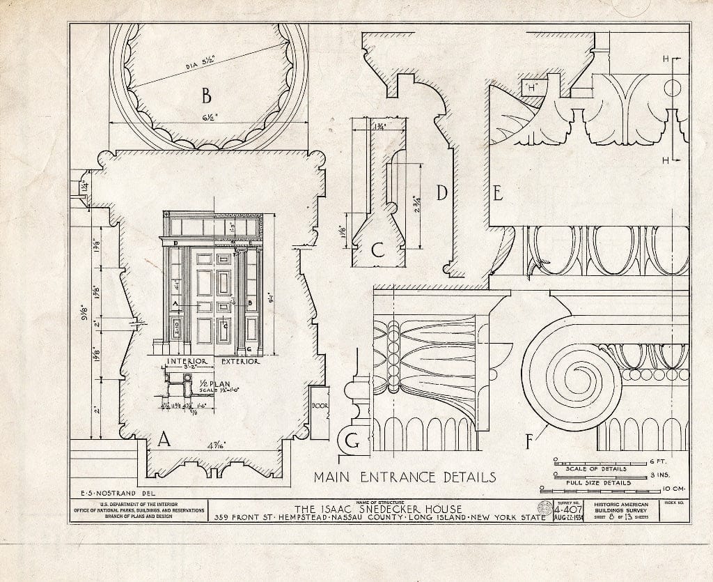 Blueprint HABS NY,30-Hemp,4- (Sheet 8 of 13) - Isaac Snedecker House, 359 Front Street, Hempstead, Nassau County, NY