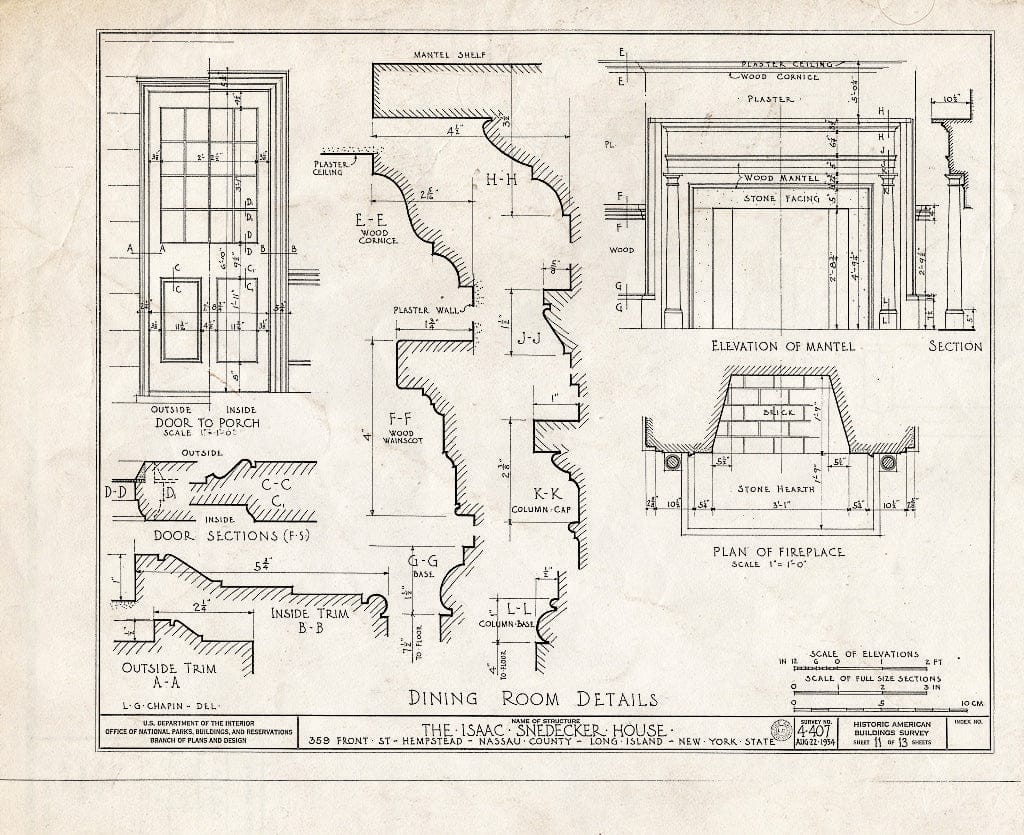 Blueprint HABS NY,30-Hemp,4- (Sheet 11 of 13) - Isaac Snedecker House, 359 Front Street, Hempstead, Nassau County, NY