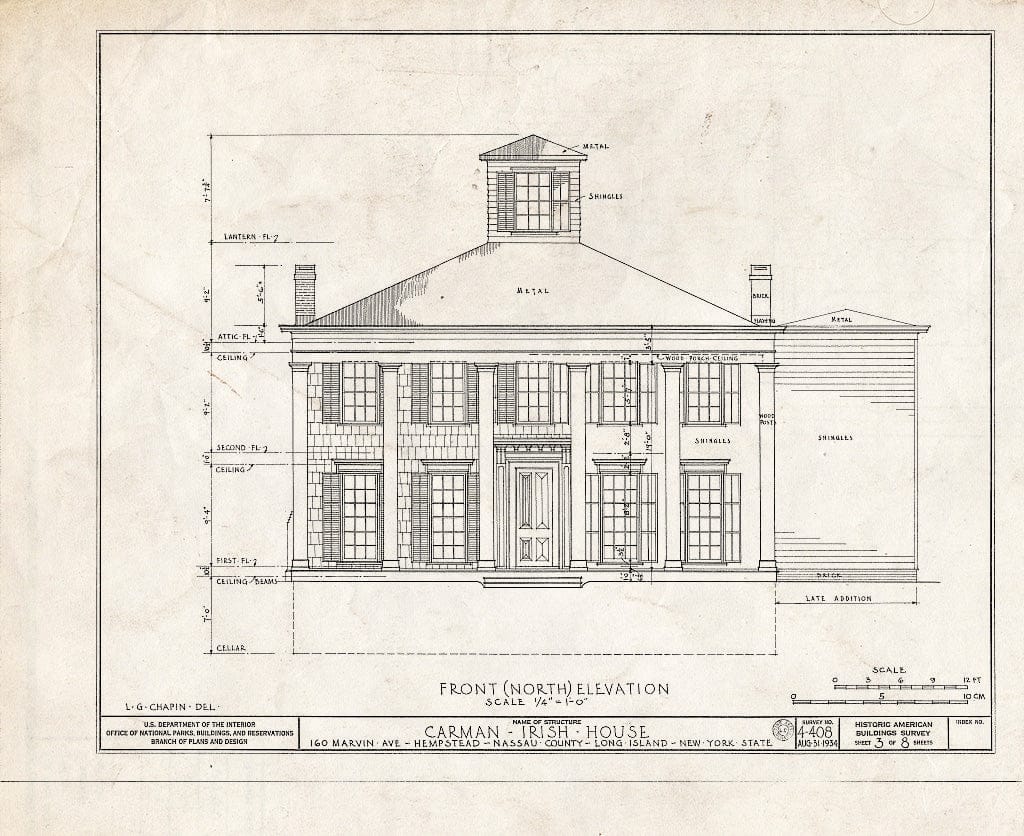 Blueprint HABS NY,30-Hemp,5- (Sheet 3 of 8) - Carman-Irish House, 160 Marvin Avenue, Hempstead, Nassau County, NY