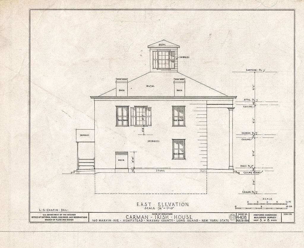 Blueprint HABS NY,30-Hemp,5- (Sheet 5 of 8) - Carman-Irish House, 160 Marvin Avenue, Hempstead, Nassau County, NY