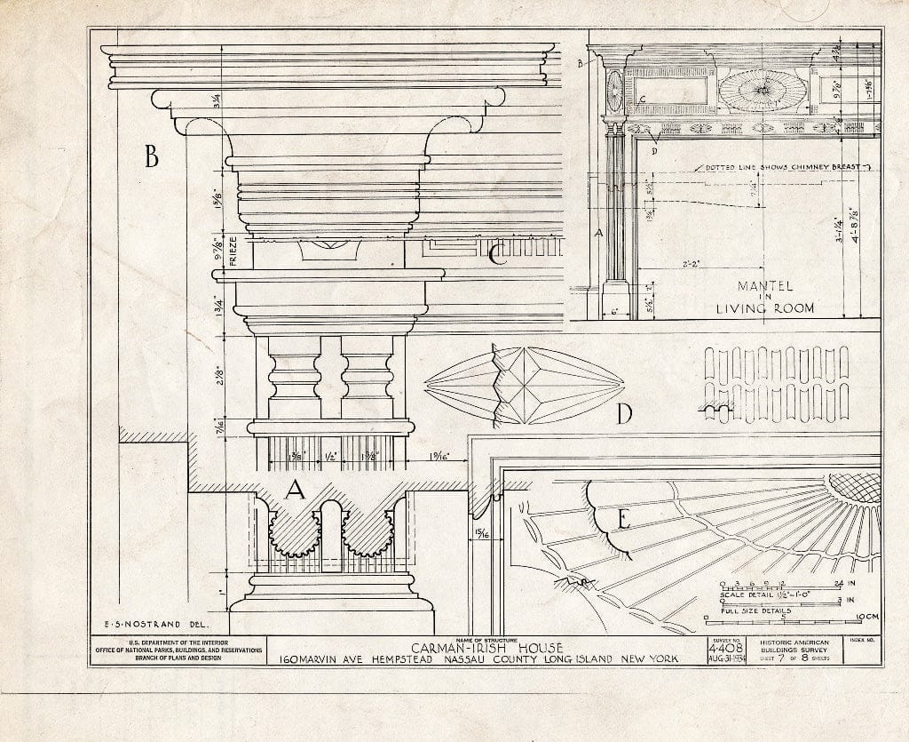 Blueprint HABS NY,30-Hemp,5- (Sheet 7 of 8) - Carman-Irish House, 160 Marvin Avenue, Hempstead, Nassau County, NY