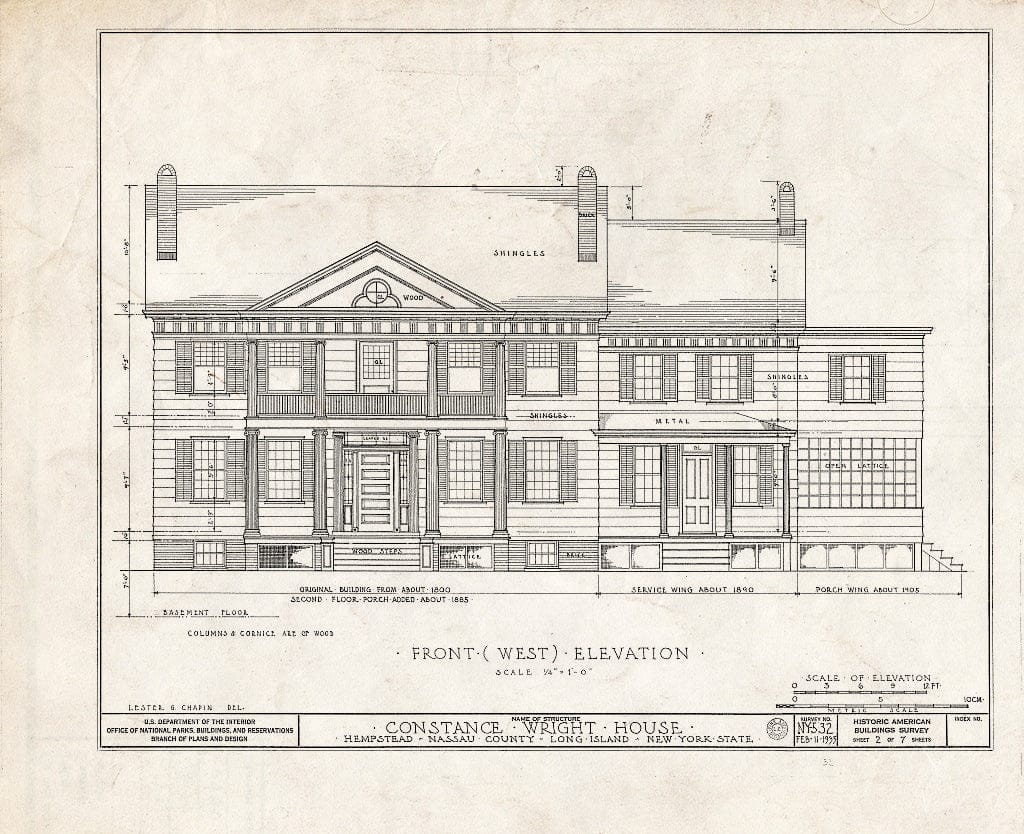 Blueprint HABS NY,30-Hemp,6- (Sheet 2 of 7) - Constance Wright House, 90 Greenwich Street, Hempstead, Nassau County, NY