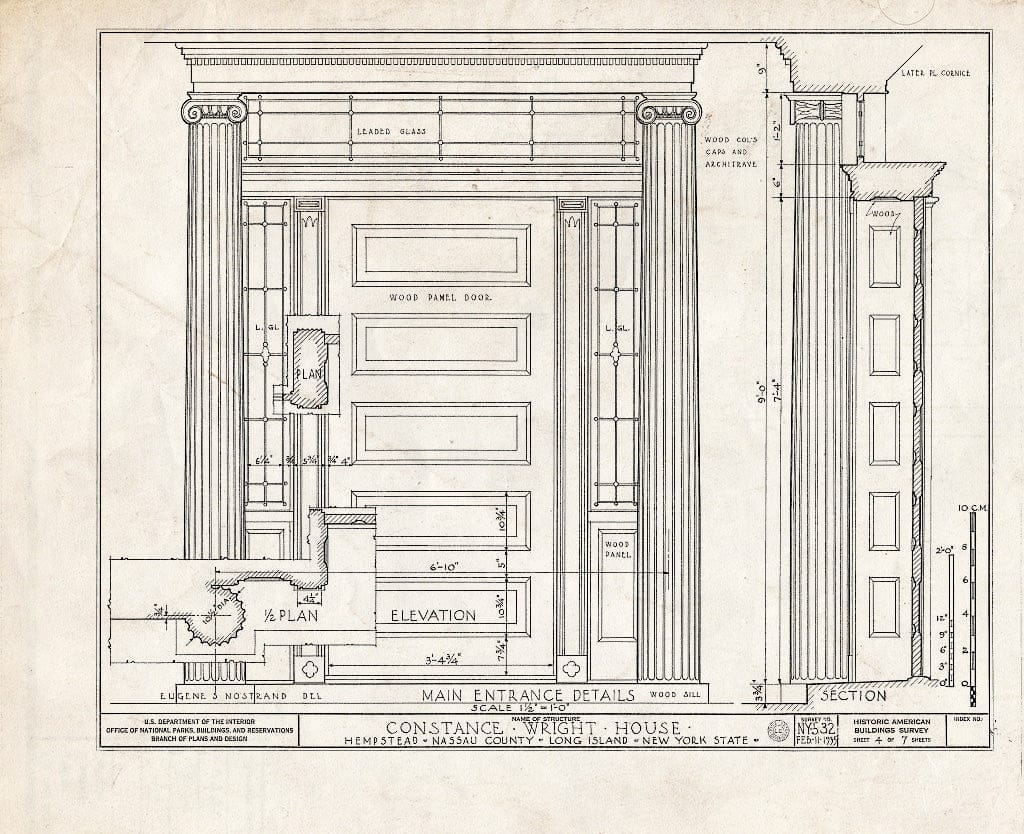 Blueprint HABS NY,30-Hemp,6- (Sheet 4 of 7) - Constance Wright House, 90 Greenwich Street, Hempstead, Nassau County, NY