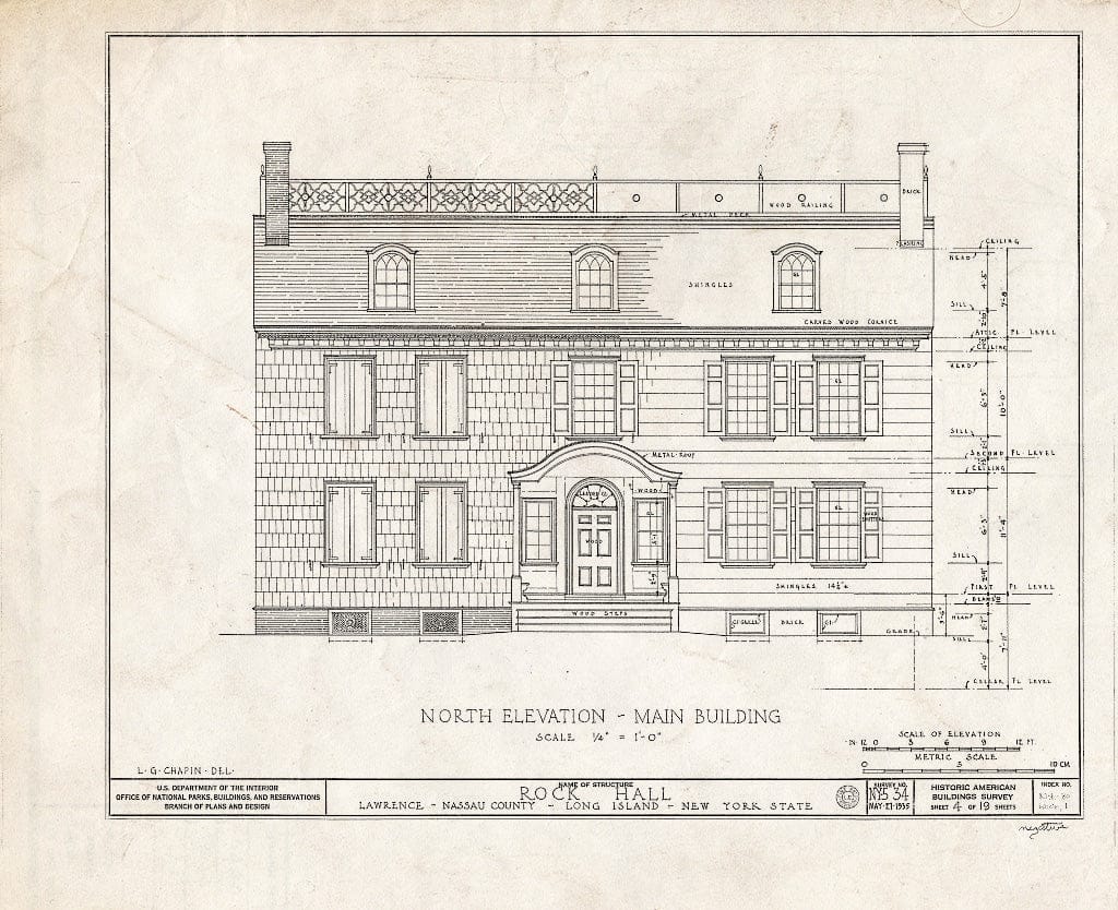 Blueprint HABS NY,30-LAWR,1- (Sheet 4 of 19) - Rock Hall, Broadway, Lawrence, Nassau County, NY