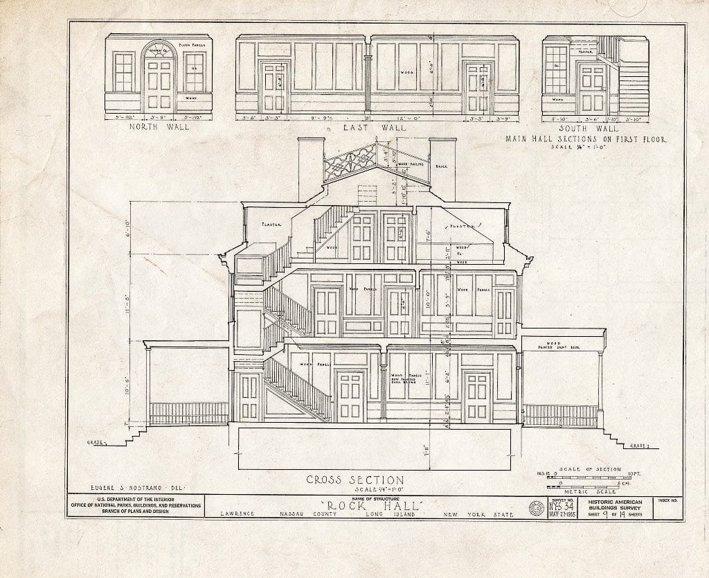 Blueprint HABS NY,30-LAWR,1- (Sheet 9 of 19) - Rock Hall, Broadway, Lawrence, Nassau County, NY