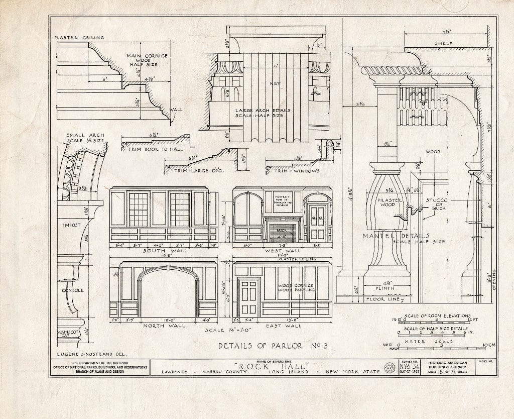 Blueprint HABS NY,30-LAWR,1- (Sheet 15 of 19) - Rock Hall, Broadway, Lawrence, Nassau County, NY
