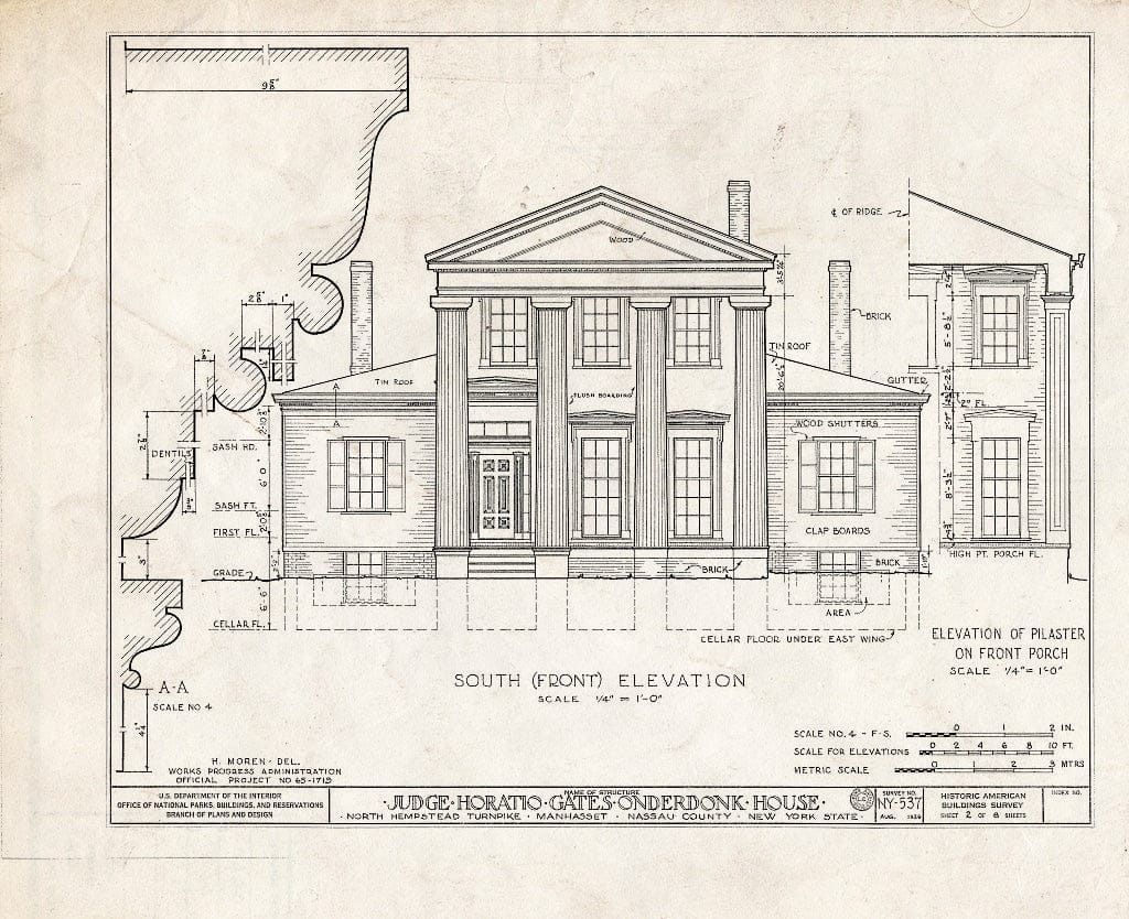 Blueprint HABS NY,30-MANHA,1- (Sheet 2 of 8) - Judge Horatio Gates Onderdonk House, Strathmore Road & Rolling Hill Road, Manhasset, Nassau County, NY
