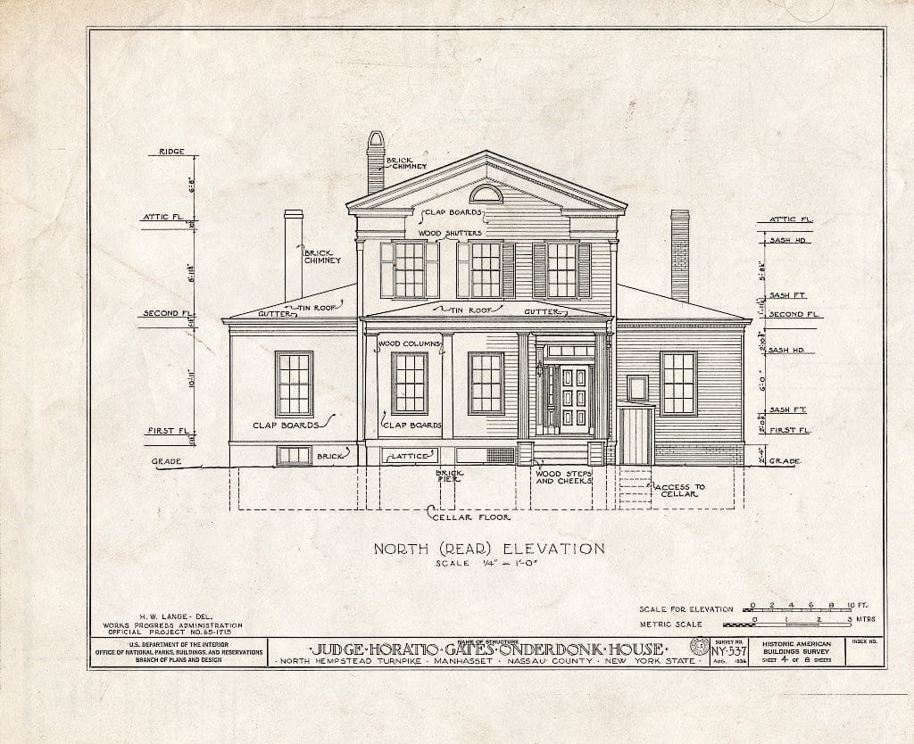 Blueprint HABS NY,30-MANHA,1- (Sheet 4 of 8) - Judge Horatio Gates Onderdonk House, Strathmore Road & Rolling Hill Road, Manhasset, Nassau County, NY