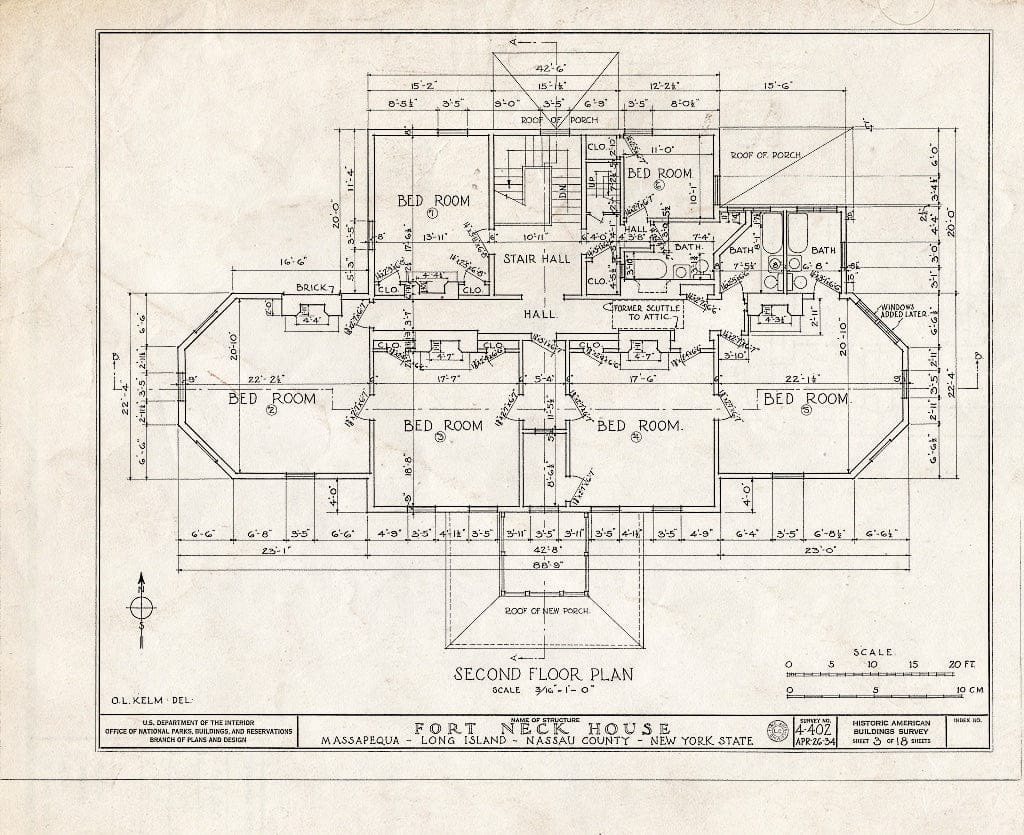 Blueprint HABS NY,30-MASAP,1- (Sheet 3 of 18) - Fort Neck (House), Massapequa, Nassau County, NY