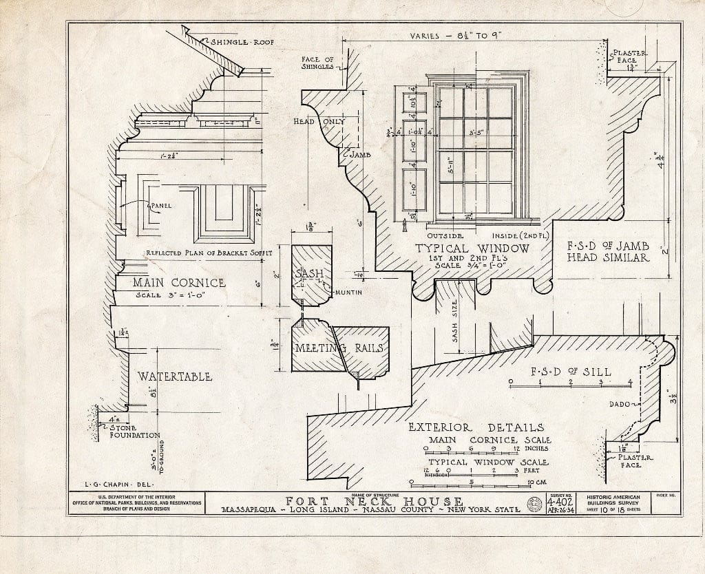 Blueprint HABS NY,30-MASAP,1- (Sheet 10 of 18) - Fort Neck (House), Massapequa, Nassau County, NY