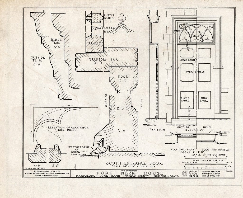 Blueprint HABS NY,30-MASAP,1- (Sheet 11 of 18) - Fort Neck (House), Massapequa, Nassau County, NY