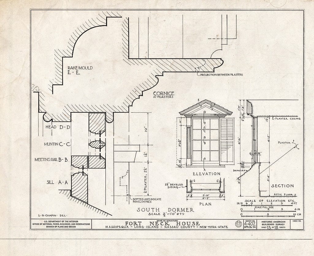 Blueprint HABS NY,30-MASAP,1- (Sheet 13 of 18) - Fort Neck (House), Massapequa, Nassau County, NY