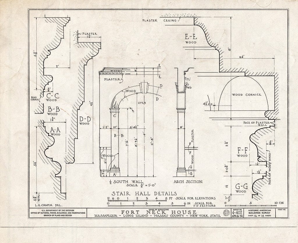Blueprint HABS NY,30-MASAP,1- (Sheet 16 of 18) - Fort Neck (House), Massapequa, Nassau County, NY