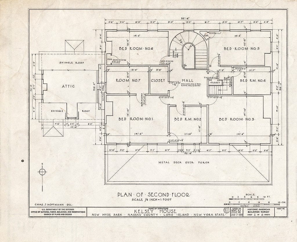 Blueprint HABS NY,30-NEHYP,1- (Sheet 2 of 8) - Kelsey House, Lakeville Road, New Hyde Park, Nassau County, NY