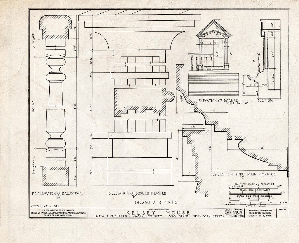 Blueprint HABS NY,30-NEHYP,1- (Sheet 4 of 8) - Kelsey House, Lakeville Road, New Hyde Park, Nassau County, NY