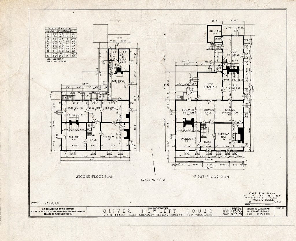 Blueprint HABS NY,30-Rocke,1- (Sheet 1 of 10) - Oliver Hewlett House, 86 Main Street, East Rockaway, Nassau County, NY