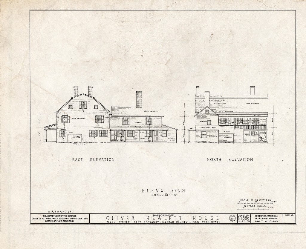 Blueprint HABS NY,30-Rocke,1- (Sheet 3 of 10) - Oliver Hewlett House, 86 Main Street, East Rockaway, Nassau County, NY