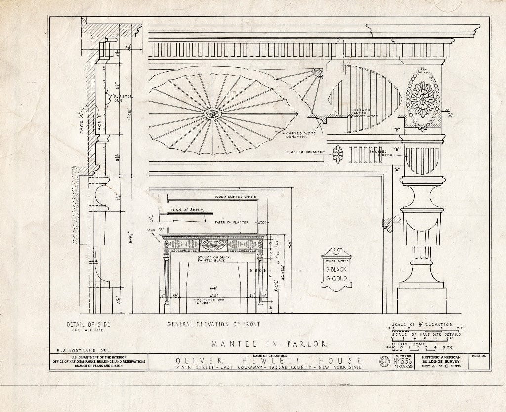 Blueprint HABS NY,30-Rocke,1- (Sheet 4 of 10) - Oliver Hewlett House, 86 Main Street, East Rockaway, Nassau County, NY