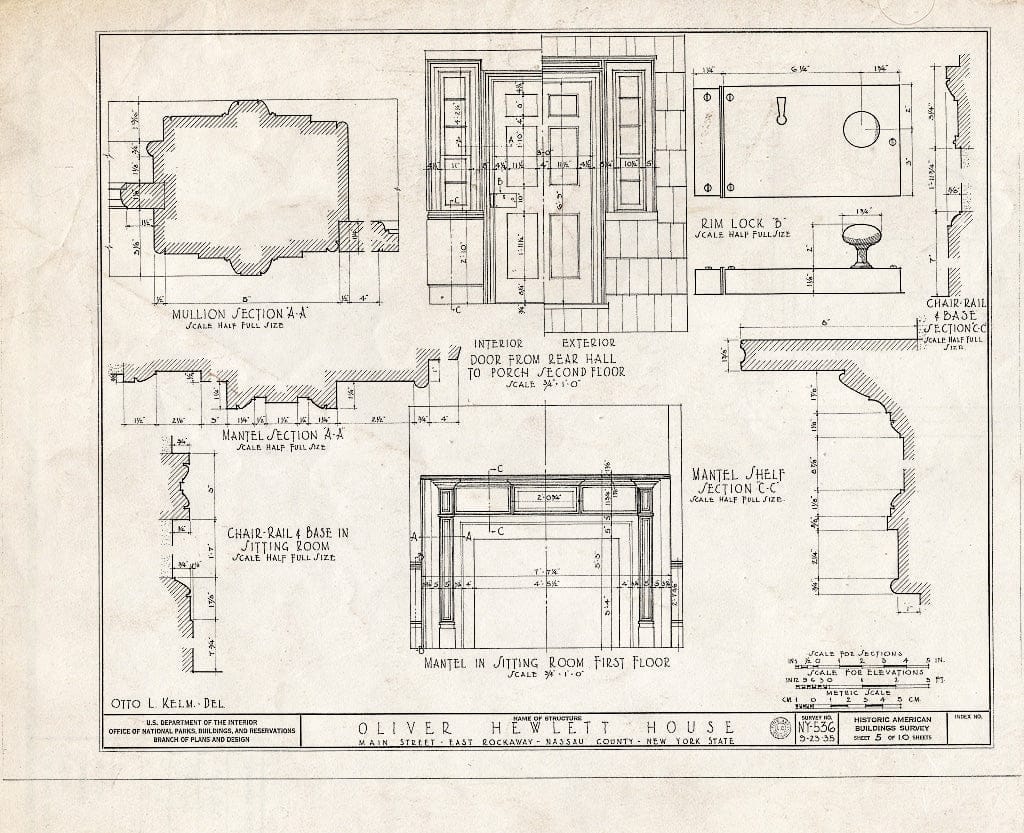 Blueprint HABS NY,30-Rocke,1- (Sheet 5 of 10) - Oliver Hewlett House, 86 Main Street, East Rockaway, Nassau County, NY