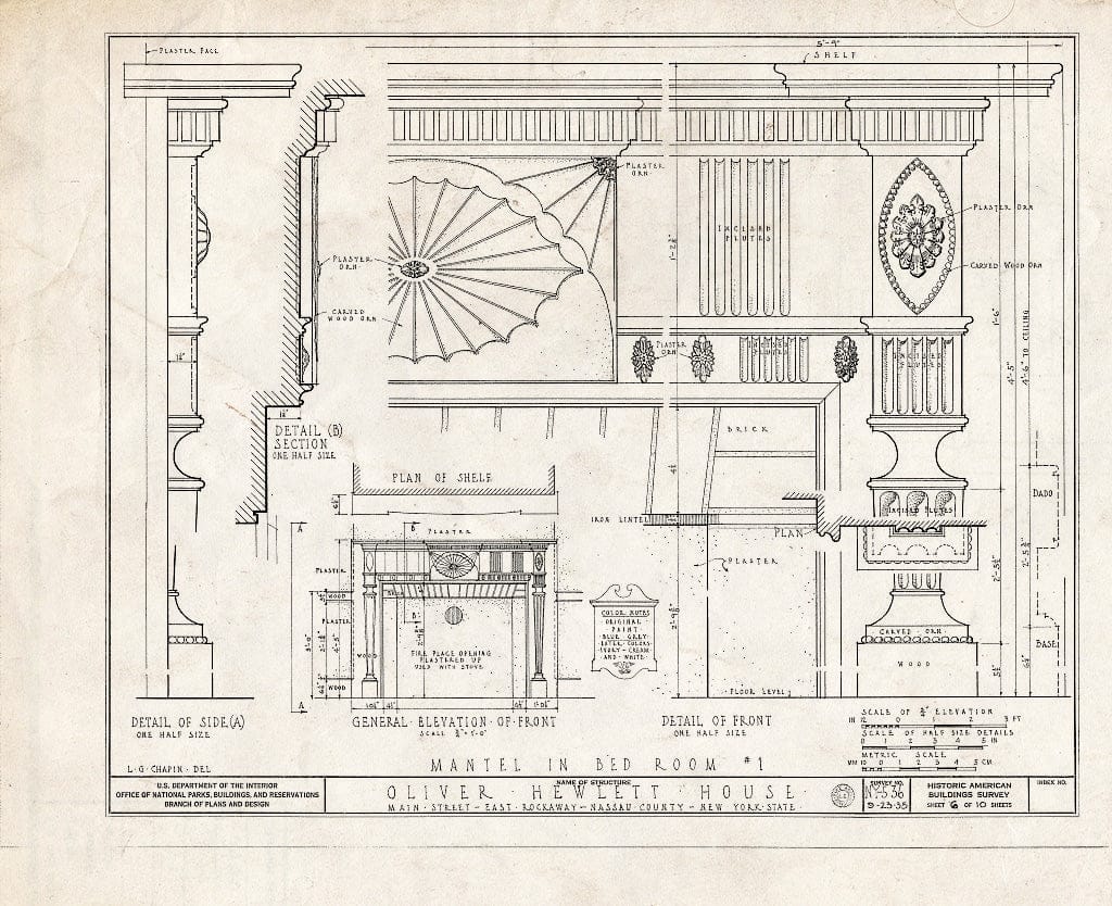 Blueprint HABS NY,30-Rocke,1- (Sheet 6 of 10) - Oliver Hewlett House, 86 Main Street, East Rockaway, Nassau County, NY