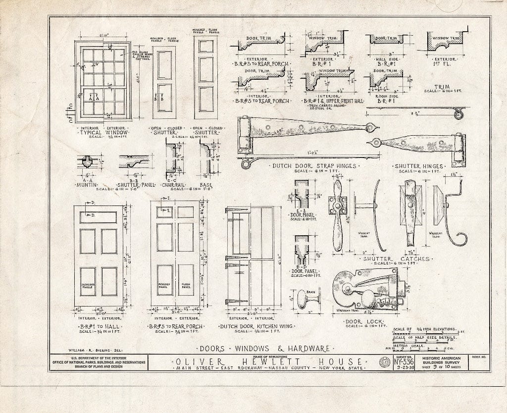 Blueprint HABS NY,30-Rocke,1- (Sheet 9 of 10) - Oliver Hewlett House, 86 Main Street, East Rockaway, Nassau County, NY
