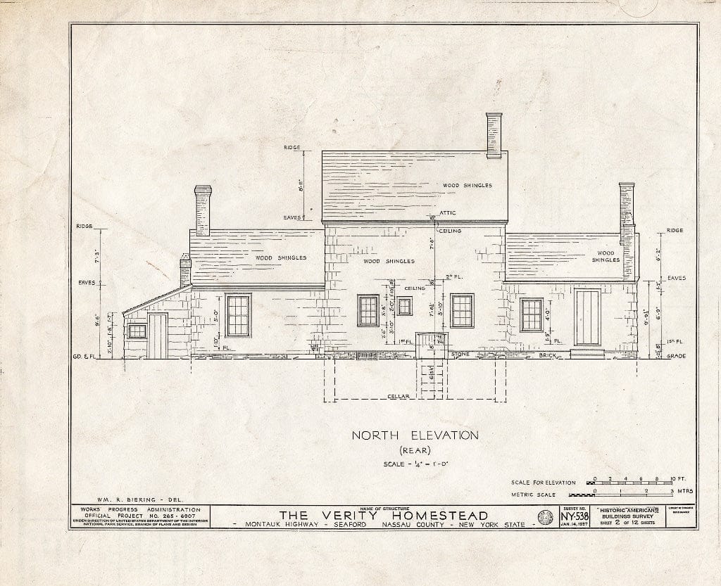 Blueprint HABS NY,30-SEAF,1- (Sheet 2 of 12) - Stephen Verity Homestead, Montauk Highway & Washington Avenue, Seaford, Nassau County, NY