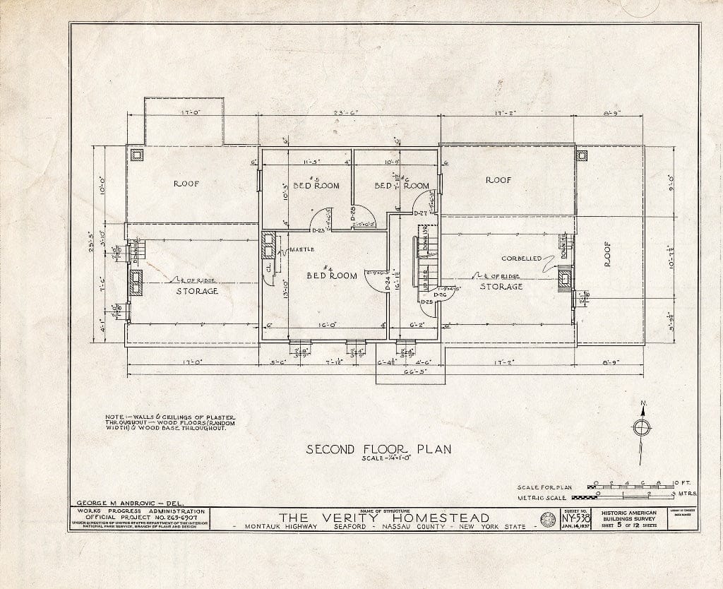 Blueprint HABS NY,30-SEAF,1- (Sheet 5 of 12) - Stephen Verity Homestead, Montauk Highway & Washington Avenue, Seaford, Nassau County, NY