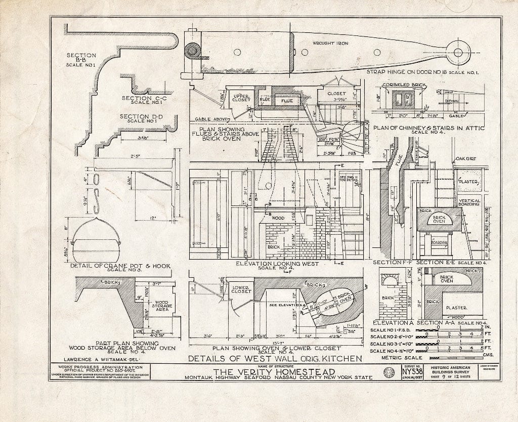 Blueprint HABS NY,30-SEAF,1- (Sheet 9 of 12) - Stephen Verity Homestead, Montauk Highway & Washington Avenue, Seaford, Nassau County, NY