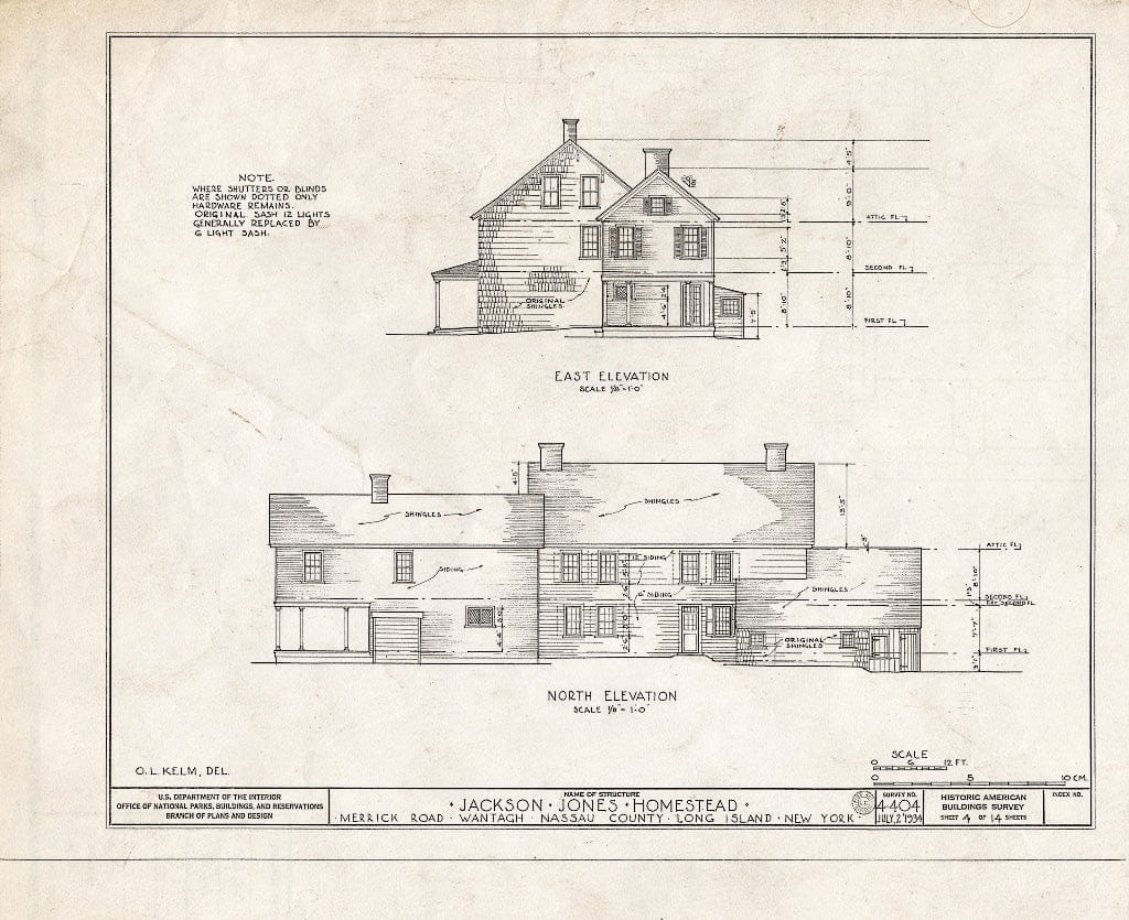 Blueprint HABS NY,30-Want,1- (Sheet 4 of 14) - Jackson Jones Homestead, Merrick Road, Wantagh, Nassau County, NY