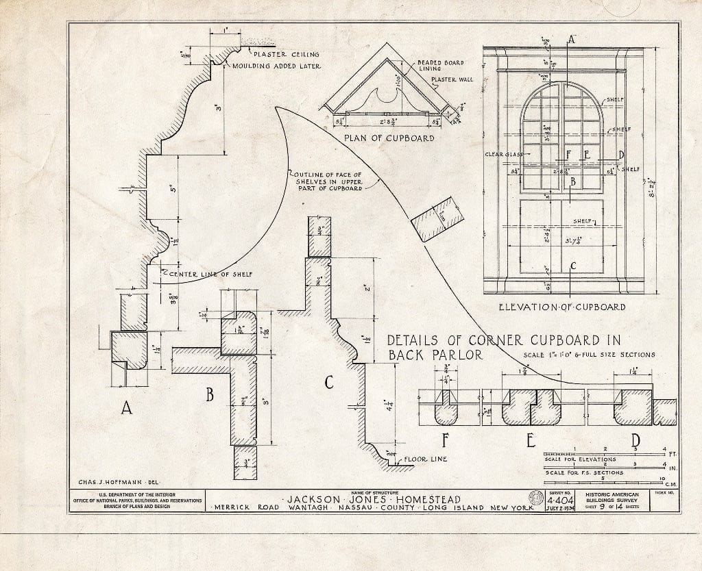 Blueprint HABS NY,30-Want,1- (Sheet 9 of 14) - Jackson Jones Homestead, Merrick Road, Wantagh, Nassau County, NY