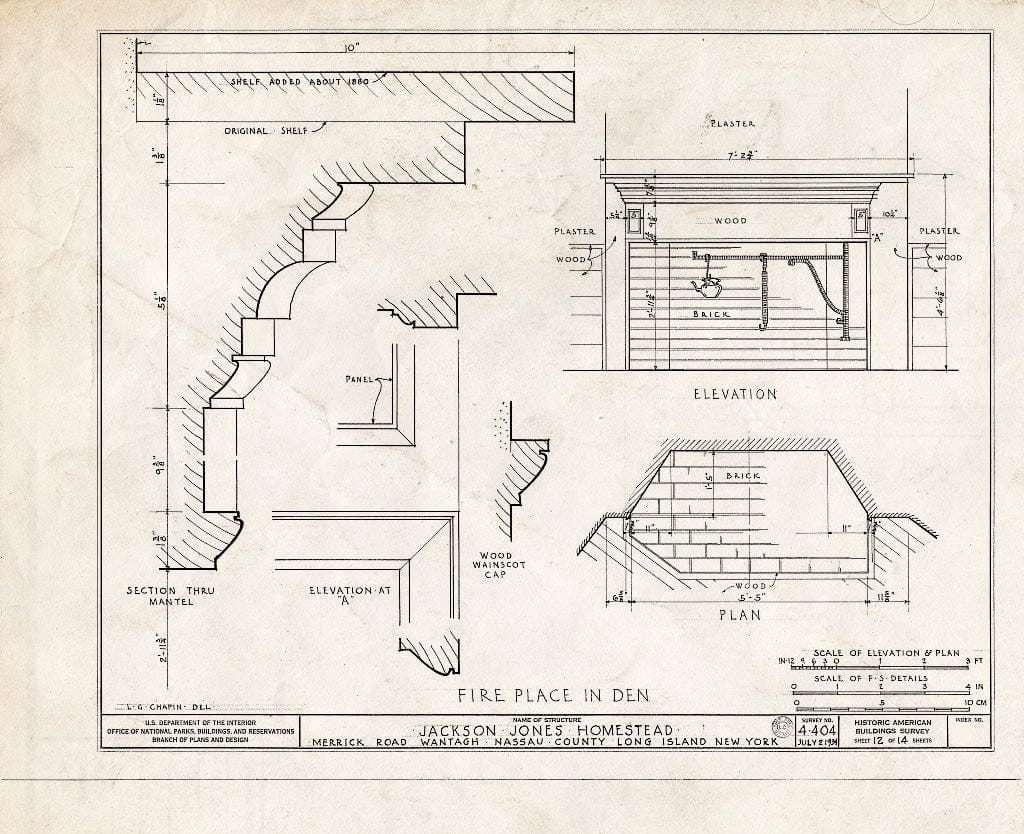 Blueprint HABS NY,30-Want,1- (Sheet 12 of 14) - Jackson Jones Homestead, Merrick Road, Wantagh, Nassau County, NY