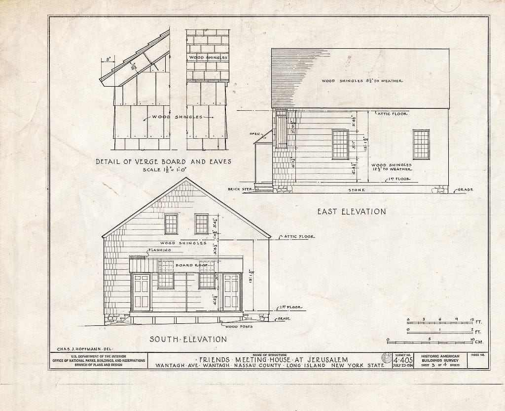Blueprint HABS NY,30-Want,2- (Sheet 3 of 4) - Friends' Meetinghouse of Jerusalem, Wantagh Avenue, Wantagh, Nassau County, NY