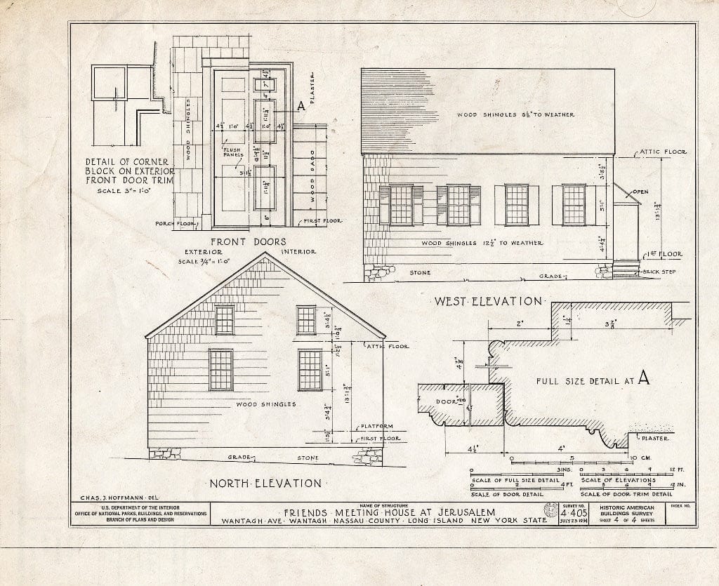 Blueprint HABS NY,30-Want,2- (Sheet 4 of 4) - Friends' Meetinghouse of Jerusalem, Wantagh Avenue, Wantagh, Nassau County, NY