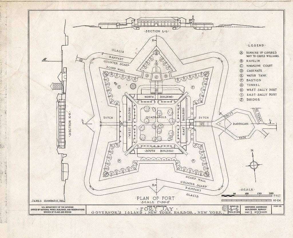 Blueprint HABS NY,31-GOVI,1- (Sheet 1 of 10) - Governors Island, Fort Columbus, New York Harbor, New York County, NY