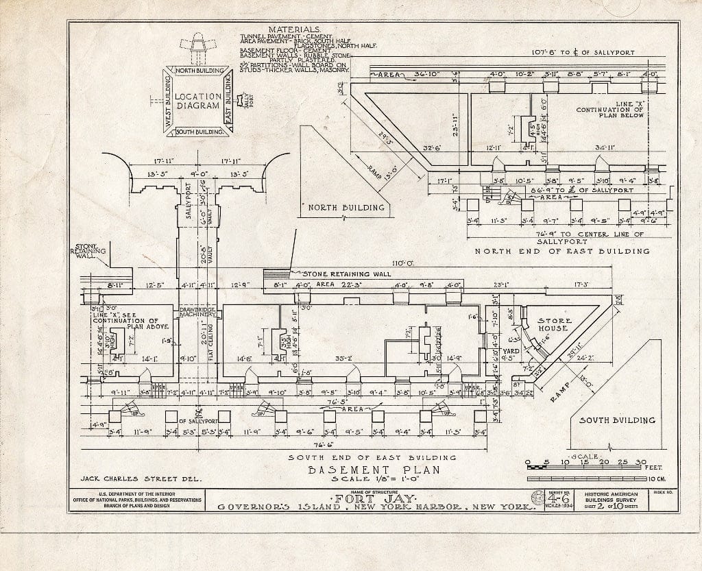 Blueprint HABS NY,31-GOVI,1- (Sheet 2 of 10) - Governors Island, Fort Columbus, New York Harbor, New York County, NY