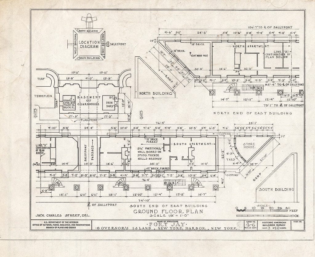 Blueprint HABS NY,31-GOVI,1- (Sheet 3 of 10) - Governors Island, Fort Columbus, New York Harbor, New York County, NY