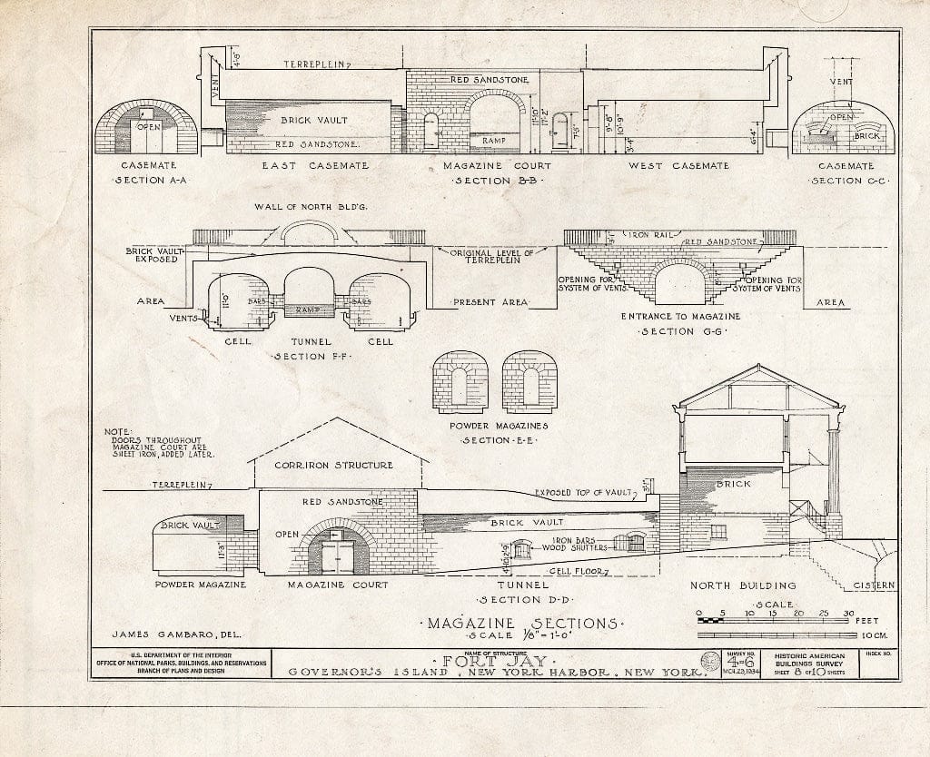 Blueprint HABS NY,31-GOVI,1- (Sheet 8 of 10) - Governors Island, Fort Columbus, New York Harbor, New York County, NY